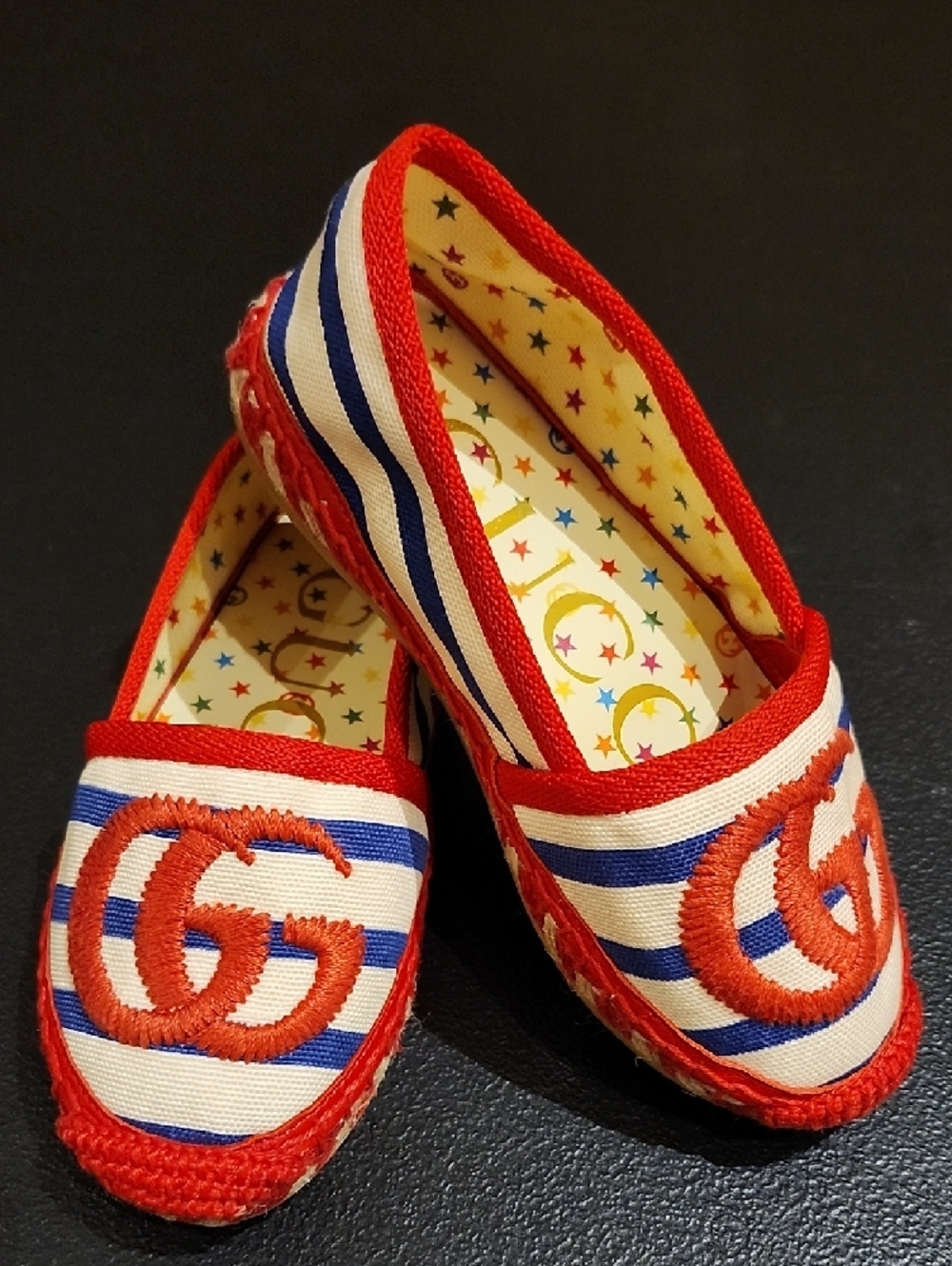 GUCCI Kids Logo Striped Espadrilles - New without box